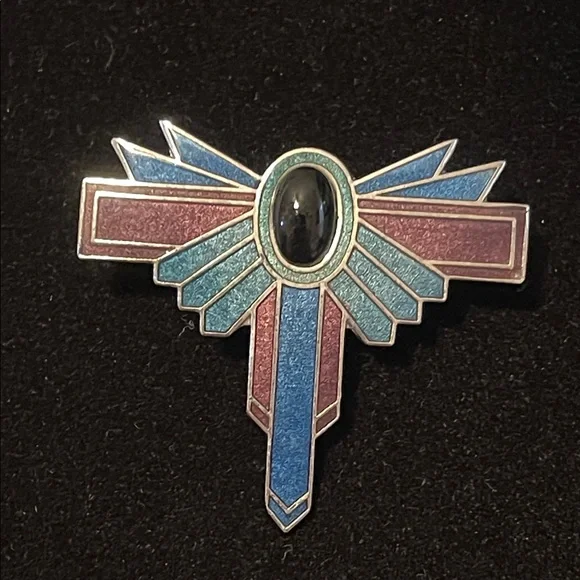 Vintage Roman Art Deco Style Enamel Brooch - Picture 1 of 6